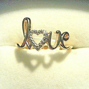14K Rose Gold over 925 Sterling Love ring